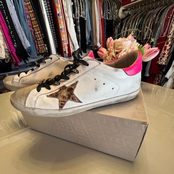 Golden Goose Deluxe Brand Superstars Hot Pink Leopard Fur - Picture 3 of 7